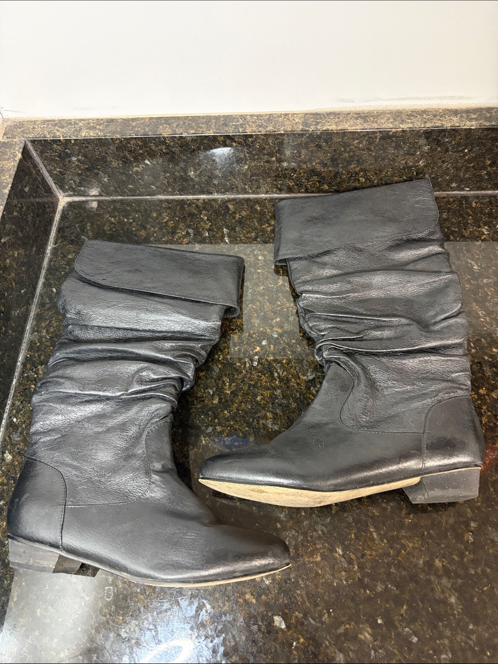 Y2K BAKERS 147 Crossgate Black Leather Slouchy Boots 7.5